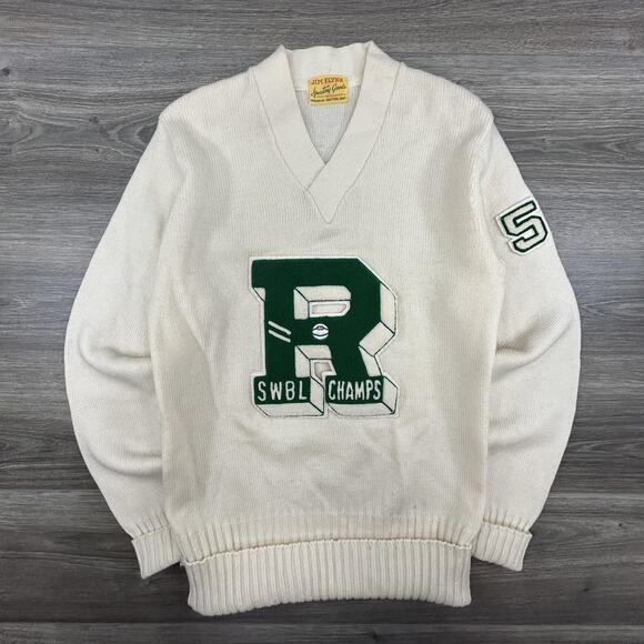 VINTAGE Varsity Letterman Sweater Mens Small SWBL Champs Wool True 50s - Picture 1 of 9